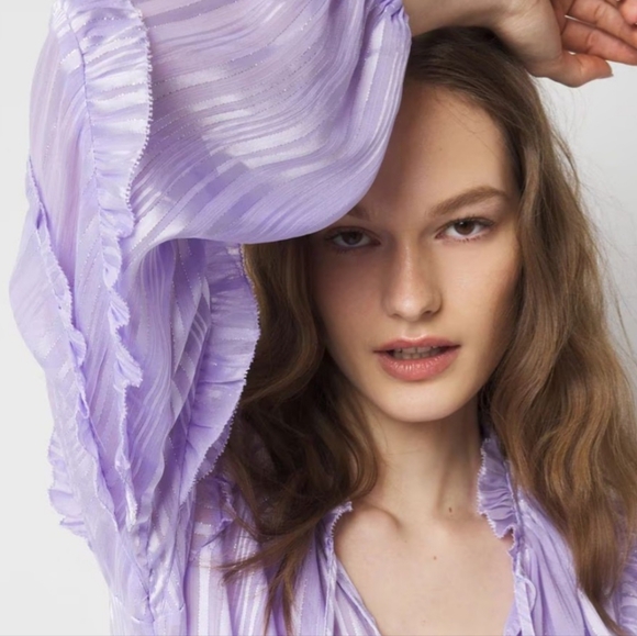 NWT White House Black Market Lilac Striped Blouse Sz XL - Picture 2 of 11